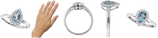 Macy's Aquamarine (3/4 ct. t.w.) & Diamond (1/5 ct. t.w.) Pear Halo Ring in 14k White Gold